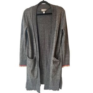 ROOTS Canada Cabin Shawl Cardigan marled gray long M